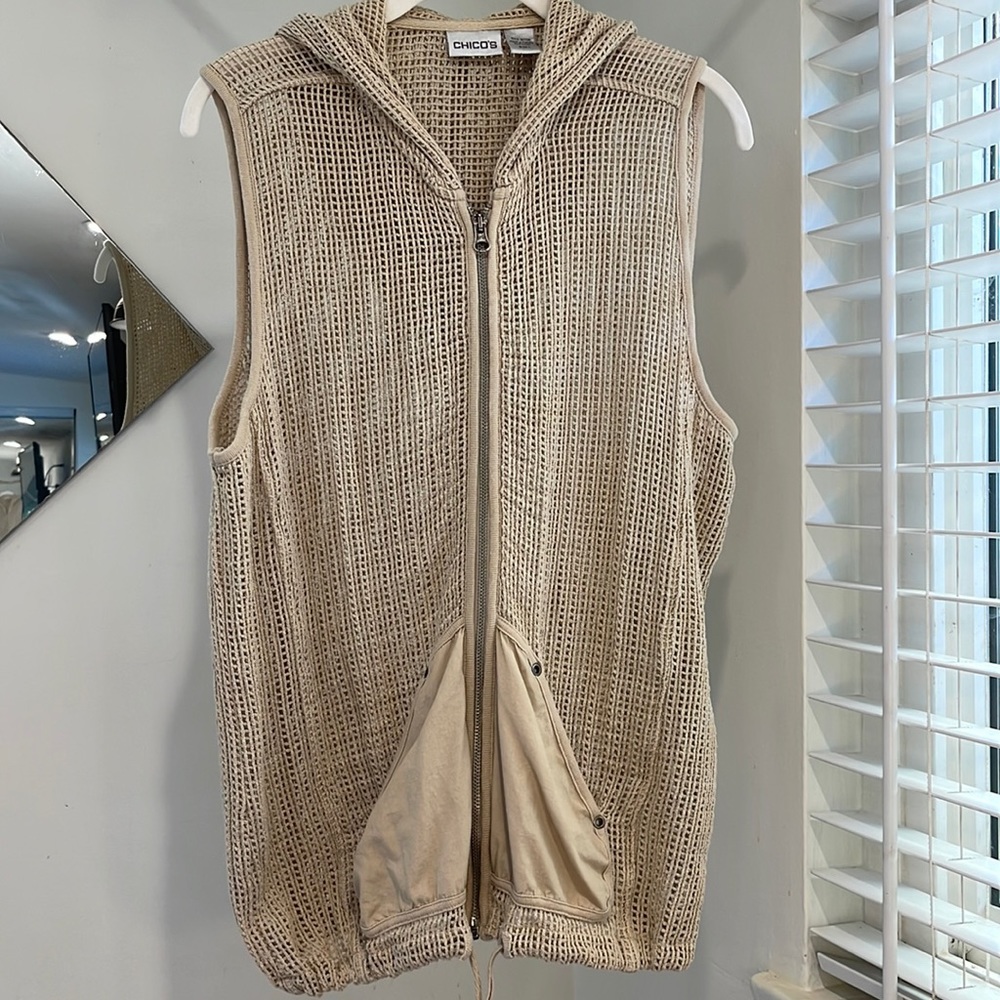 Fishnet hoodie vest